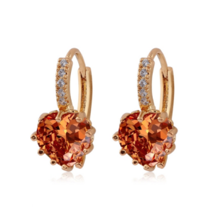 925 sterling silver cute heart-shaped cubic zirconia earrings (color: yellow gold zirconium)