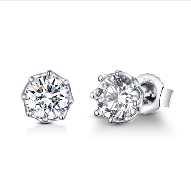 S925 sterling silver stud earrings with zircon stud earrings