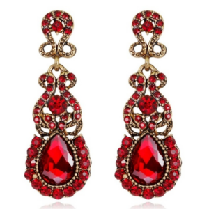 Classic pendant earrings, exaggerated alloy stud earrings, metal color: red