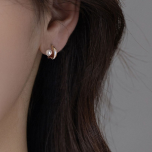 Shell double layer earrings with diamond earrings, color: EH1084