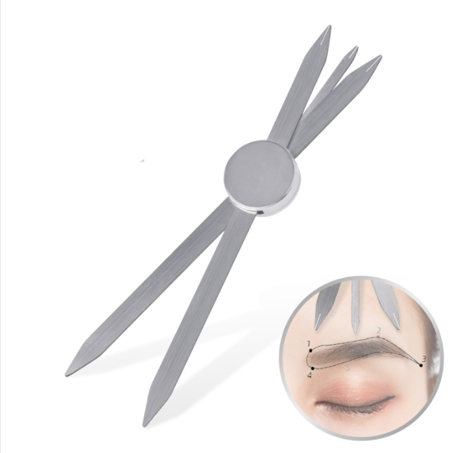 Tattoo compass positioning ruler sliding isometric eyebrow ruler three-point positioning balanced eyebrow card (silver)
