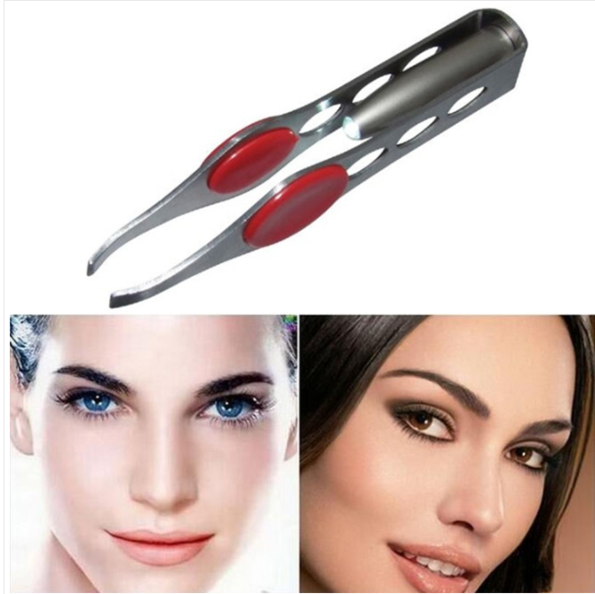 LED eyebrow clip with light, eyebrow tweezers, four-hole eyebrow pliers, makeup eyebrow clip, stainless steel beauty tools