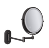 8-inch wall-mounted double-sided light-filling makeup mirror LED three-tone light bathroom mirror, color: battery type black (three times magnificatio
