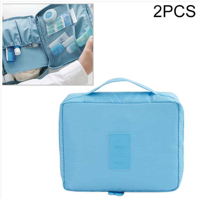 2 pieces for sale portable waterproof cosmetic bag travel storage bag (sky blue)