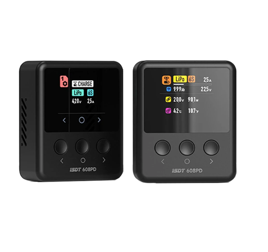 ISDT 608PD DC 240W/10A USB C 140W/5A Smart Digital Charger for LiFe/Lilon/LiPo/LiHV/NiMH/Pb Battery - Black