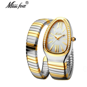 MISSFOX watch Middle East popular women’s fashion personality snake head bracelet stainless steel diamond snake watch for women