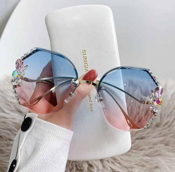 Woman Rimless Diamond Sunglasses