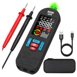 BSIDE A2X Intelligent Digital Multimeter, USB Charging, Color LCD Screen, Rechargeable Li-ion Battery, Bright LED Flashlight, Amp Smart Identification