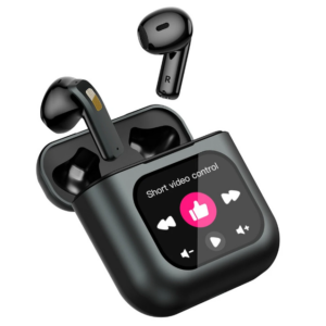 K1 TWS bluetooth Earphone LCD Touch Screen Earbuds 8G Memory ENC HD Calls Low Latency Portable Wireless Smart Earphone with Mic – Black 8GB RAM