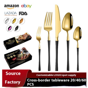 ross-border hot model small waisted four-piece stainless steel tableware 20/40/60-piece set hotel western steak knife and fork