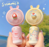 Handheld small fan portable 2024 new charging cute halter neck cartoon children’s gift printable logo gift