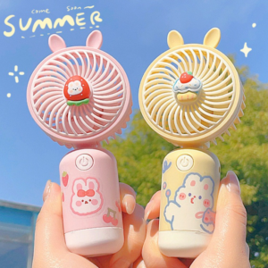 Handheld small fan portable 2024 new charging cute halter neck cartoon children’s gift printable logo gift