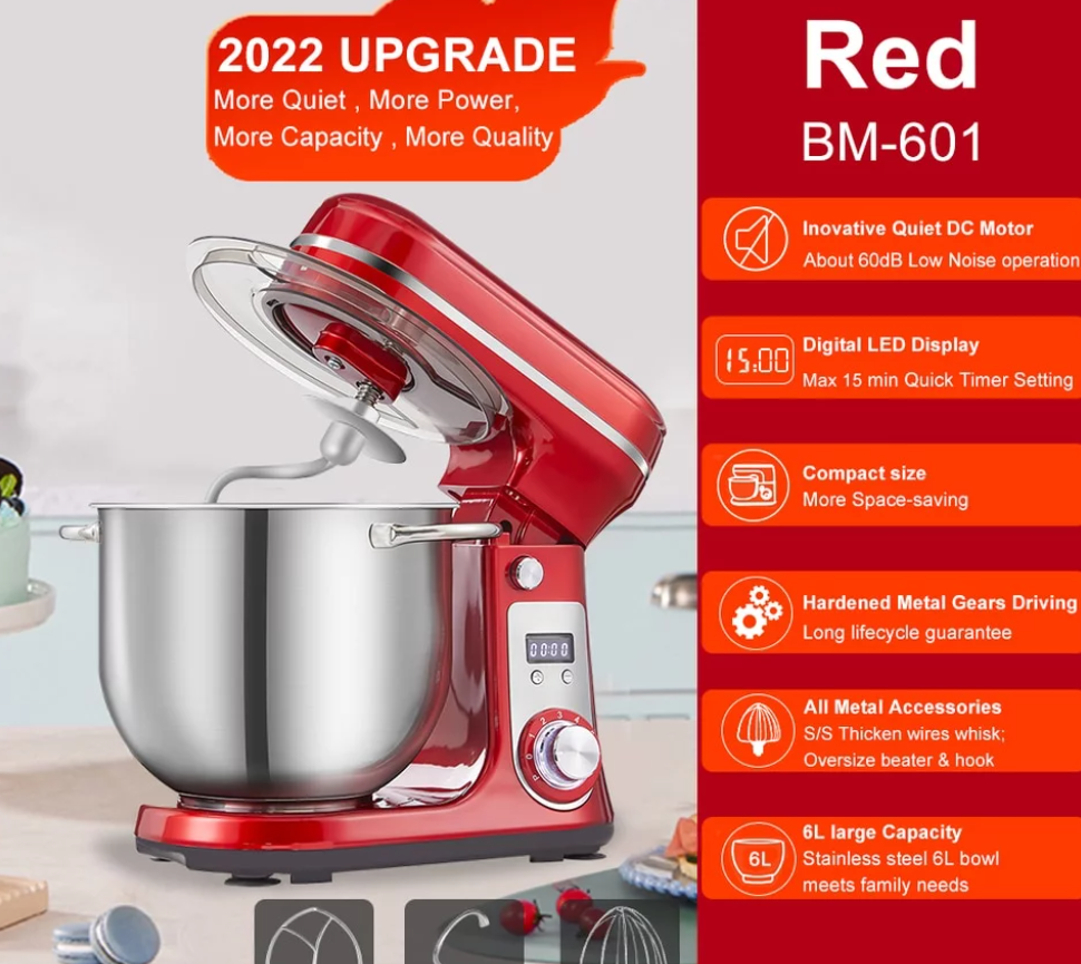 BioloMix 6L Stand Food Blender/Mixer With Stainless Steel Bowl