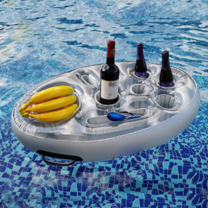 New summer inflatable PVC water ice bar self-service ice tray, party floating portable beverage holder (with manual air pump)
