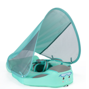 Mambobaby Infant and Toddler Inflatable Lying Circle Sunshade Swimming Ring with Tail Float