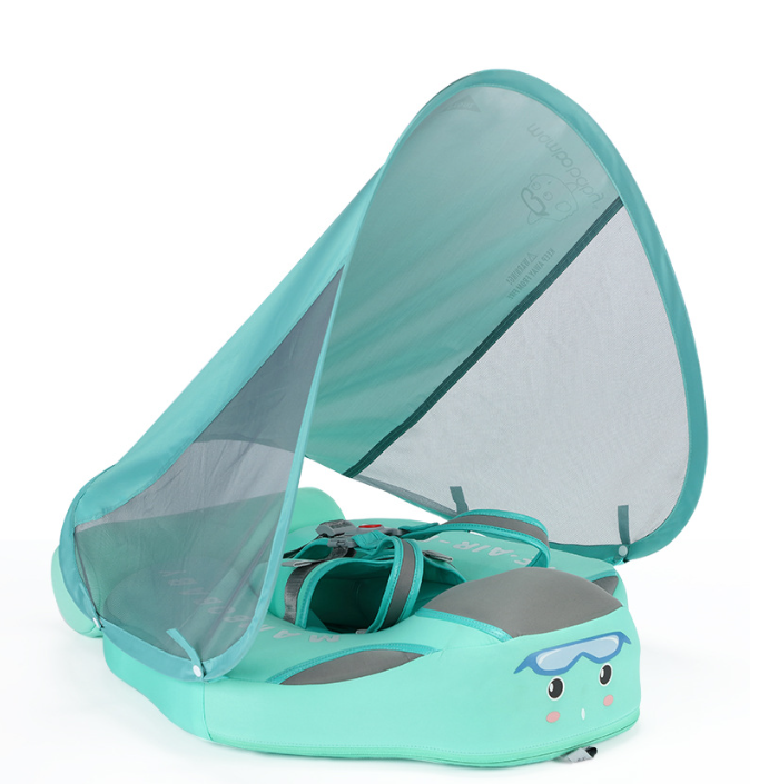 Mambobaby Infant and Toddler Inflatable Lying Circle Sunshade Swimming Ring with Tail Float