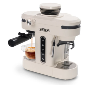 HiBREW H14 Espresso Coffee Machine, 20 Bar High Pressure, 15-gear Grinder Setting, Pre-brew Function, NTC Temperature Control, Cup Capacity Setting –