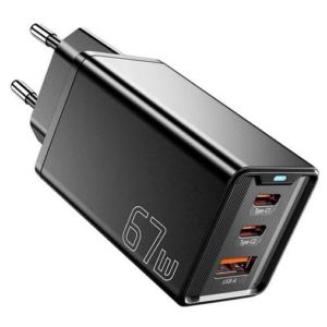 ESSAGER 67W GaN Charger, 2 Type-C + 1 USB-A, PD 3.0 QC 3.0 Fast Charging, Intelligent Charging Protection