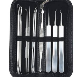 10pcs Blackhead Remover Tool, Blackhead Remover, Comedone Extractor, Straight Blackhead Tweezer, Stainless Steel Curve, Staright Acne Blemish Removal