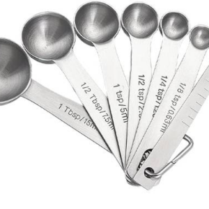 Queenser 6-Piece Measuring Spoon Set with Measuring Ruler for Dry and Liquid Ingredients Kitchen and Baking Utensils Stainless Steel Heat Resistant Co