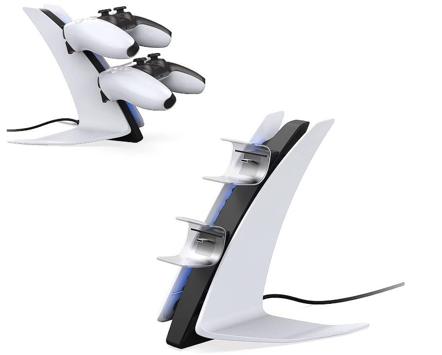 Ggomi Charging Base with Dual Cable, Special Edition Charging Station for PS5, Dual USB Port with LED Light