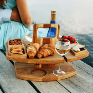 Portable Wooden Outdoor Picnic Wine Table