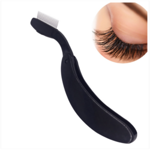 Eyelash folding Comb Eyelash separator Mascara Lift Curl Metal Brush Makeup Tool (pink)