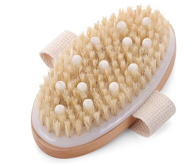 Homesen Body Brush Massage Brush Wet Or Dry Shower Brush Body Exfoliating Shower Brush Natural Bristle Shower Brush Cellulite for Dead Skin Removal Ce