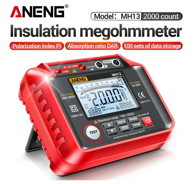 ANENG MH13 Megohmmeter Ohm Tester Digital Multimeter Megometro Insulation Earth High Voltage Resistance Meter Tester ToolS