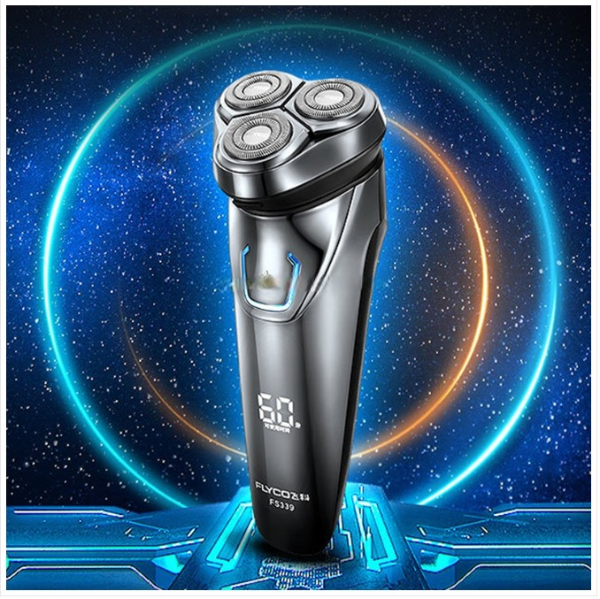 Universal voltage double ring three knife head men's electric shaver