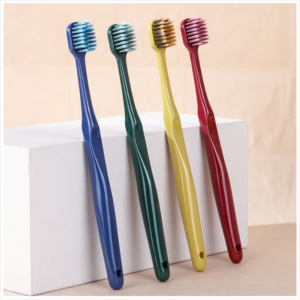 2 sets of RAOYI wide-head adult household soft bamboo charcoal toothbrush (red green + yellow blue）