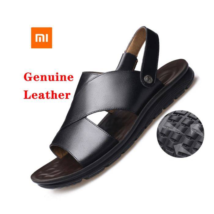 Xiaomi Youpin Genuine Leather Sandals Men's Slippers New Summer Solid Non-slip Breathable Casual Beach Male Shoes Men Sneakers