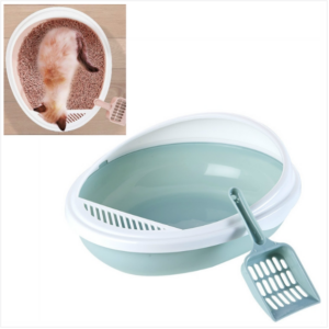 Pet products Semi-enclosed removable spatter-proof litter box Cat toilet with litter scooper