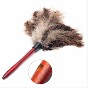 Ostrich natural feather duster brush wood handle anti-static household car dust collector