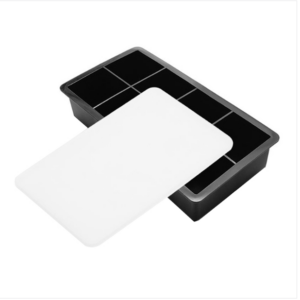 Bar Whiskey silicone ice cube mold, specification: 8 square with lid (black）