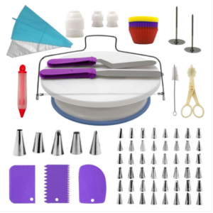 106 in 1 Cake turntable set Stainless steel decorating mouth cake decorating baking tools (purple)