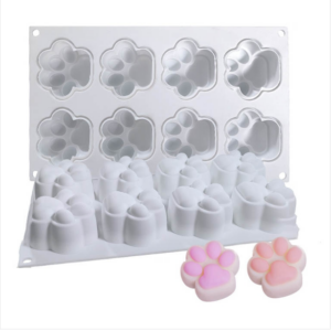 DIY Animal PAWS candle drop glue cake Jelly pudding silicone mold, specifications: 8 even large cat PAWS