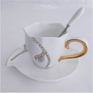 Diamond Design Coffee cup Creative Gift Couple teacup 3D diamond-encrusted porcelain cup