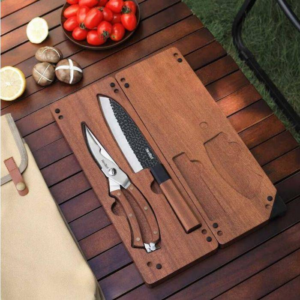 Nextool Camp solid wood cutting board knife and scissors combination 1