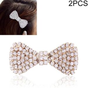 2 PCS Fashion Women Crystal Rhinestone Hairpins Bow Knot Barrettes