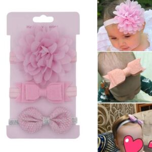3 in 1Children Bow Flower Headband Hair Band Hair Ring Read Tiara