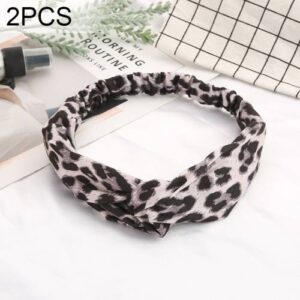 2 PCS Printing Leopard Cross Headband Women Turban Hairband Stretch Twisted Knotted Headwear
