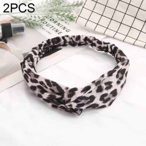 2 PCS Printing Leopard Cross Headband Women Turban Hairband Stretch Twisted Knotted Headwear