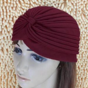Holiday Stretchy Turban Head Wrap Band Sleep Hat Ear Cap(Wine red)