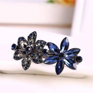 Women Vintage Crystal Rhinestone Flower Hair Pin Girls Antique Silver Barrette Butterfly Hair Clip