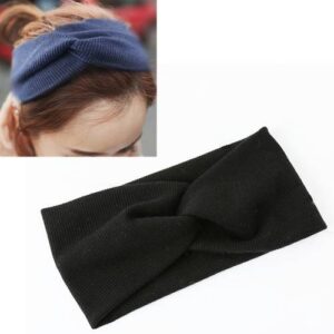 Women Widened Hair Bands Spiral Double Cloth Knit Solid Color Headwear Fashion Headbands Hair Accessories(Black)