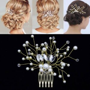 Pearl Women Hair Combs Wedding Hair Accessories Hair Pin Rhinestone Tiara Bridal Clip Crystal Crown Bride Hair Jewelry