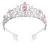 G2888 Crystal Diamond Wedding Party Braided Hair Crown Show Headband, Color: White+Pink