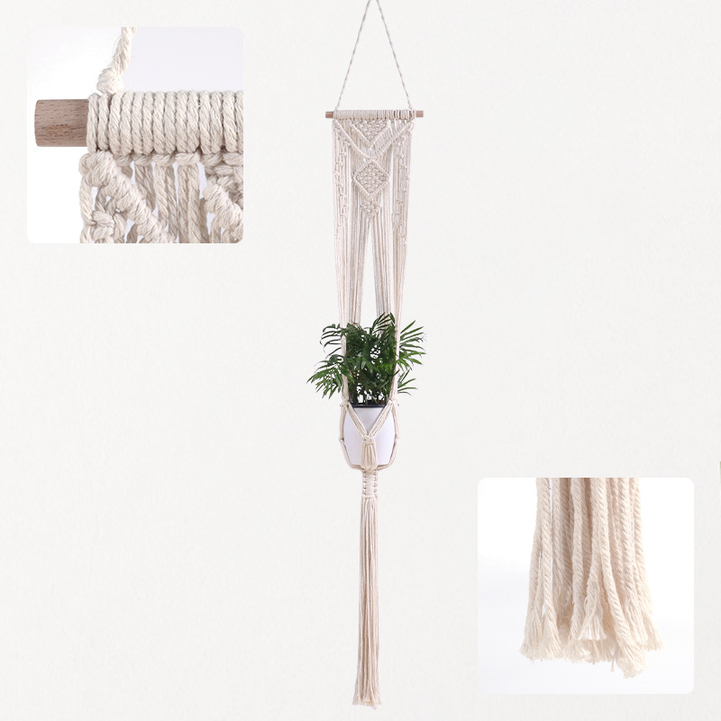 Hand-woven wooden sticks models flower pot net pocket gardening creative flower pot hanging basket