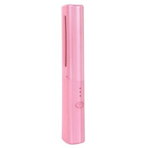 2 In 1 Portable USB Rechargeable Hair Curler Dual Usage Hair Straightening Comb(Pink)